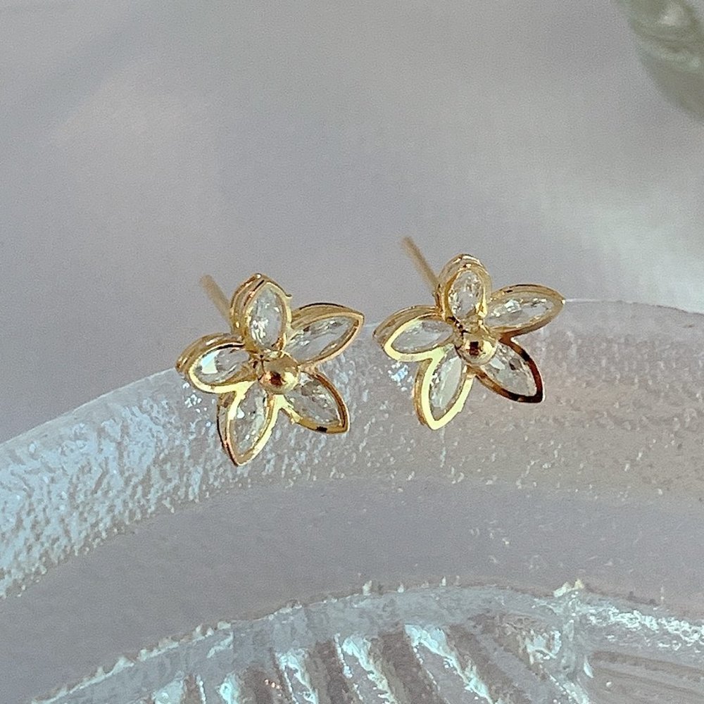 [14K Gold Plated] Flower Stud Earrings